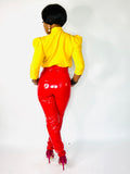 Candy Red Latex High-Waisted Pants