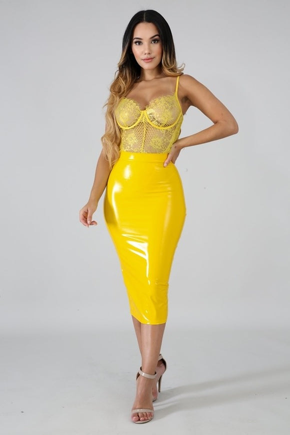 Sasha Fierce Yellow Latex Skirt